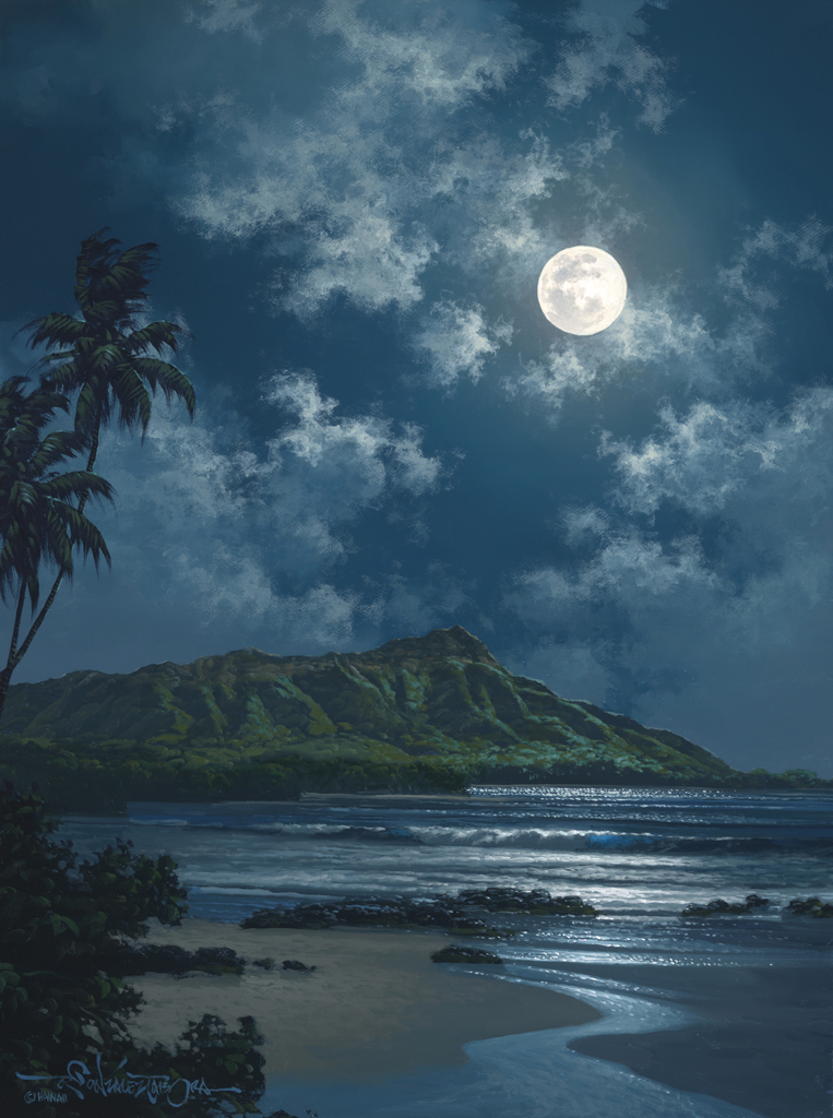 Waikiki Night Sky 12x16 by Roy Tabora