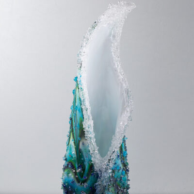 Blue and Green Wave Vase 10"L x 26" H x 8" D by Evan Schauss
