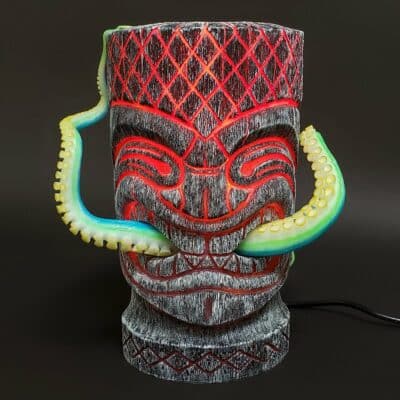 MANA TIKI FIRE OCTOPUS BITE WITH BLUE GREEN STRIPE TENTACLES by Yuri Everson