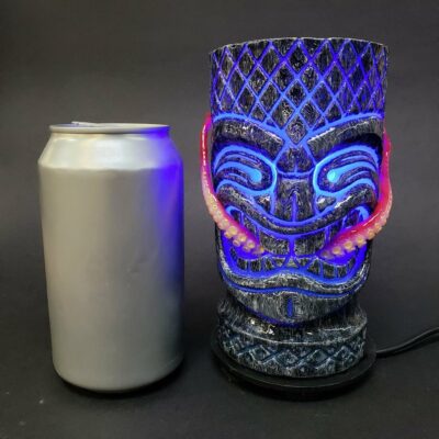 Miniature Mana Tiki Blue Fire In Octopus Bite w: Red Tentacles by Yuri Everson