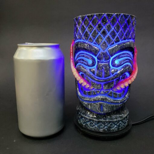 Miniature Mana Tiki Blue Fire In Octopus Bite w: Red Tentacles by Yuri Everson