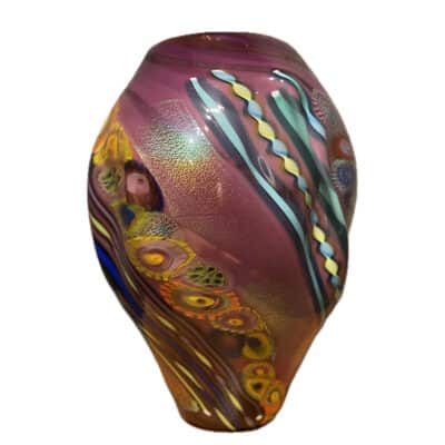 Murrini Vase in Fuschia 1 by Seattle Glass