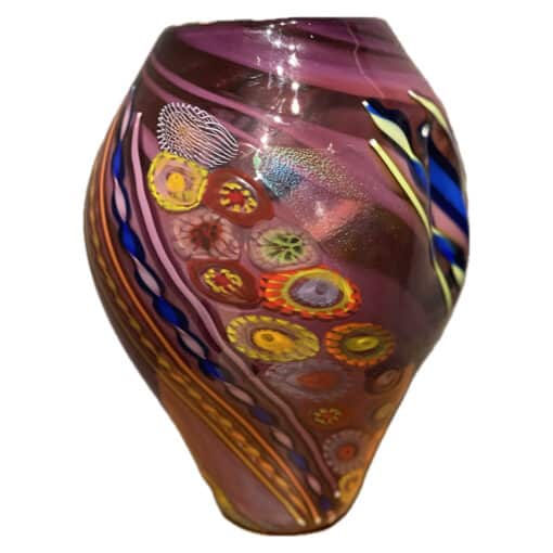 Murrini Vase in Fuschia 3 by Seattle Glass