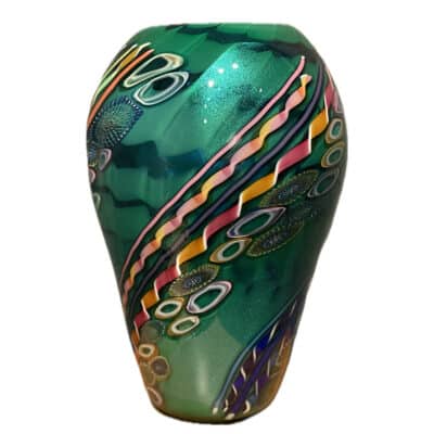 Murrini Vase in Green by Seattle Glass