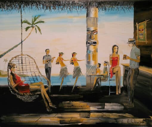 Seaside Tiki Bar 20x24 by Chuck Joseph