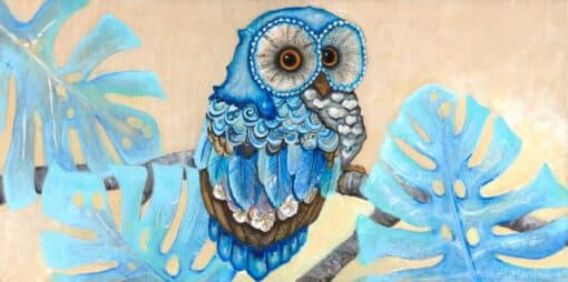 Wise Eyes (Pueo) 12x24 by Heather Anders