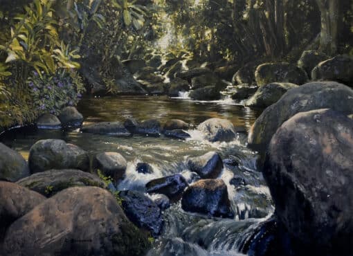 Limahuli Stream 10x14 by Ross Buckland