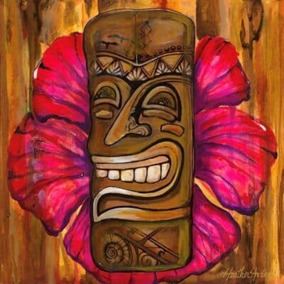 Tiki- Happy Hibiscus 12x12 by Heather Anders