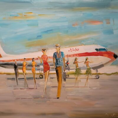 Aloha Arrivals On The Island 24x30 by Chuck Joseph