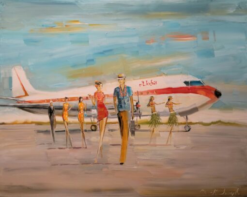 Aloha Arrivals On The Island 24x30 by Chuck Joseph