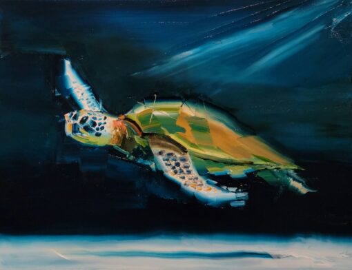 Honu By Moonlight 12x16 by Chuck Joseph